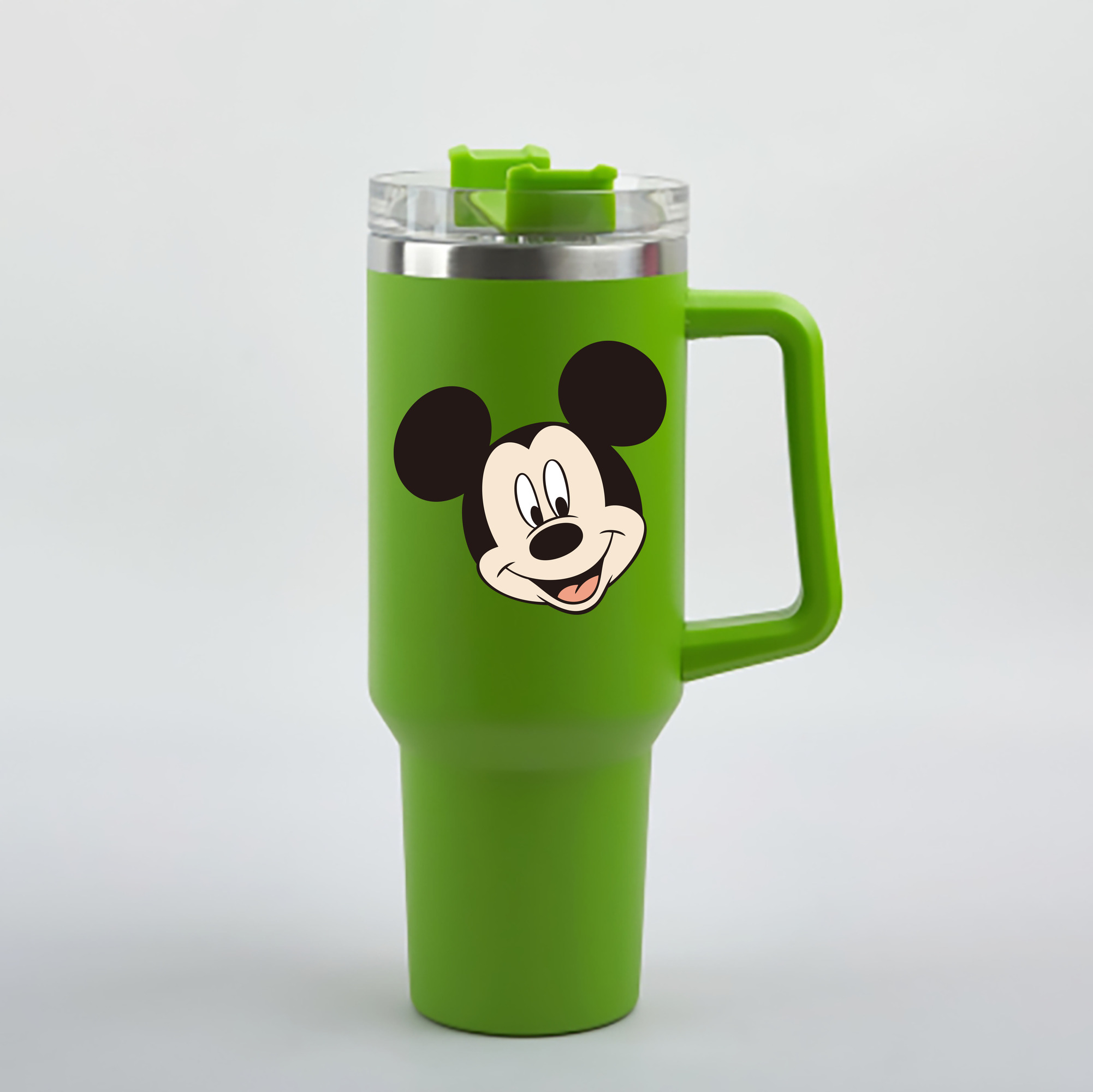 （画像用） ミッキーマウス Mickey Mouse 1200mL車用タンブラー - クリスタルステッカー（プラスチックストロー付き）